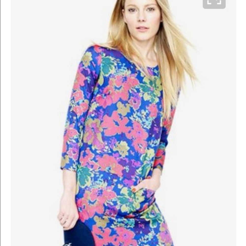 J. Crew Colorful Mod Floral Long Sleeve Dress - Picture 10 of 10